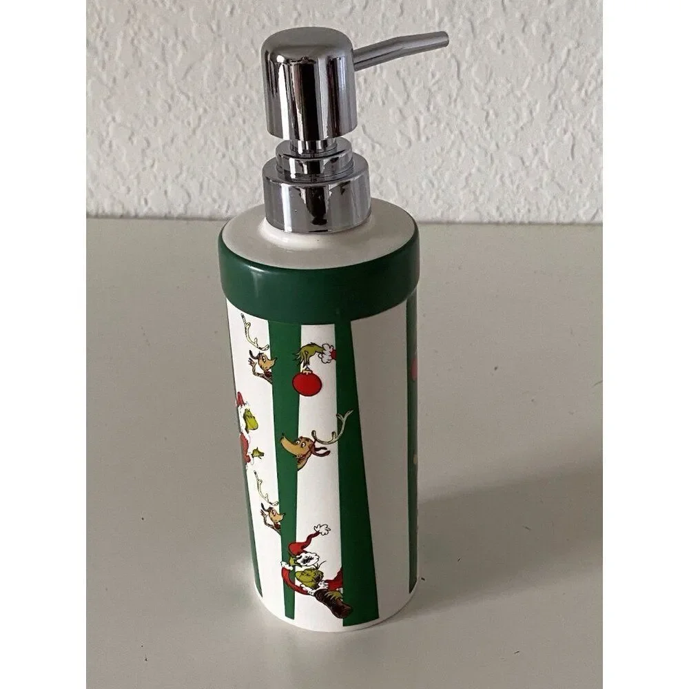 De. Seuss The Grinch And Max Ceramic Soap Dispenser Pump Christmas Ornaments NEW
